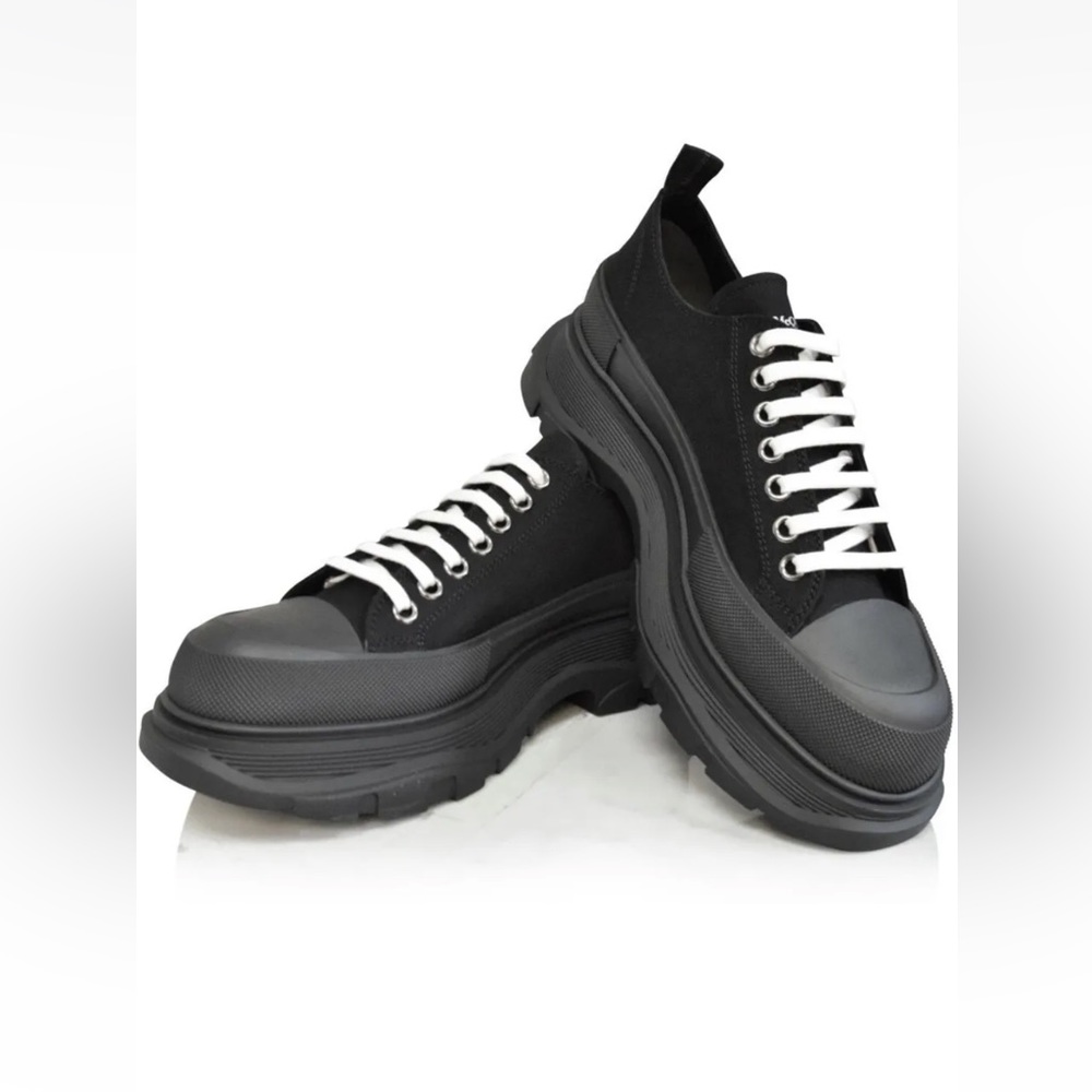 New Alexander McQueen canvas Slick lace-up black sneakers , sz IT 40 US 7